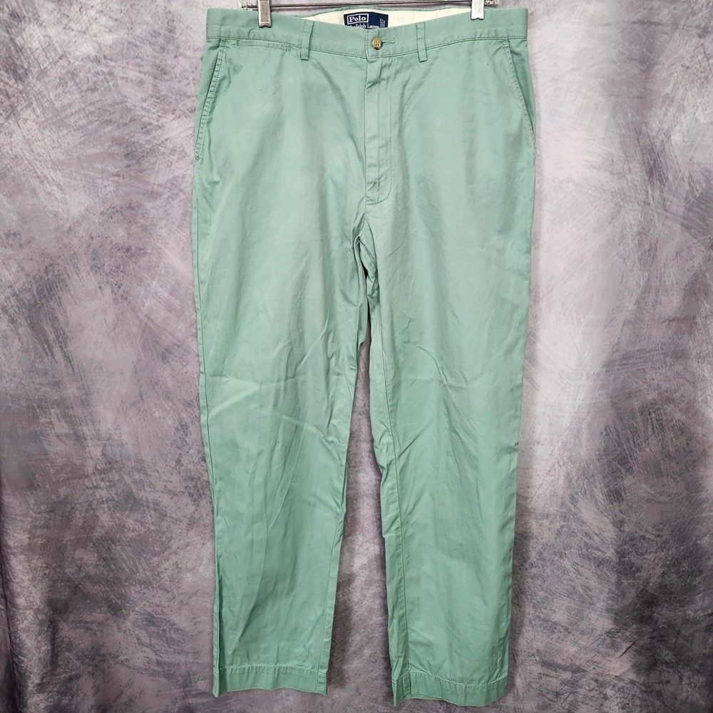Vintage 90s Polo Ralph Lauren Mint Green Chino Pants Mens 35x32 Pastel Preppy